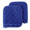 Lavish Home Set of 2 Cotton Pot Holders Flame Heat Protection Big Oven Mitts 8 x 9 Blue